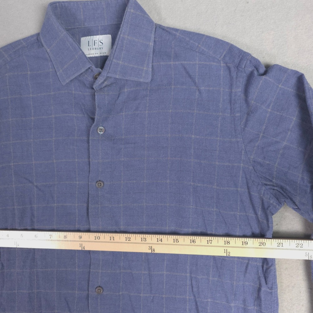Ledbury Classic Fit Blue‎ Plaid Dress Shirt Mens 15.5 M - Picture 4 of 8
